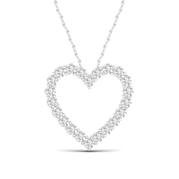 ​​​​​​​​​​​​​​10K White Gold 1 CT. T.W. Lab-Created Diamond Heart Outline Necklace - 17.75&quot;