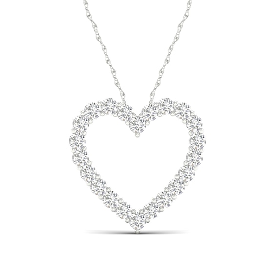 ââââââââââââââ10K White Gold 1 CT. T.W. Lab-Created Diamond Heart Outline Necklace - 17.75"