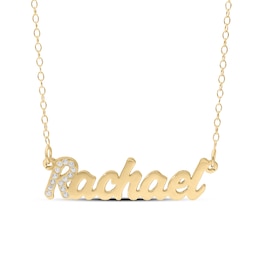 14K Gold Plated Simulated Sapphire Nameplate Rolo Necklace - 18&quot;