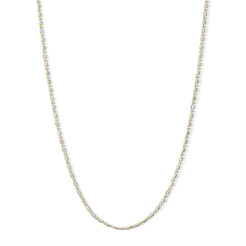 Main Image 1 of 10K Solid Gold Diamond-Cut Bead Chain - 18&quot;