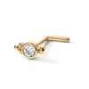 Thumbnail Image 1 of 14K Gold CZ Round Bezel L-Shape Nose Stud - 18G 5/16&quot;