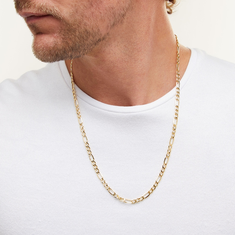 Main Image 2 of 10K Hollow Gold Bonded Figaro Chain - 24&quot;