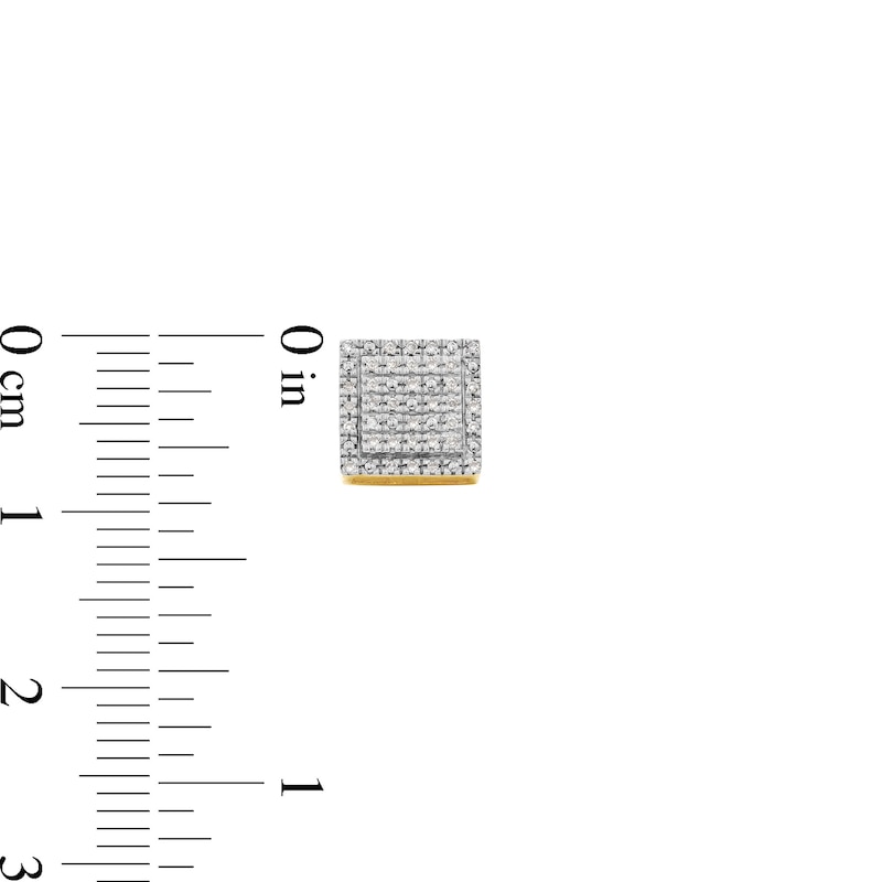 Main Image 3 of 14K Gold Plated 1/20 CT. T.W. Diamond Medium Square Studs