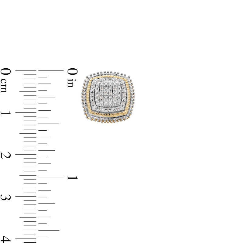 Main Image 3 of 14K Gold Plated 1/20 CT. T.W. Diamond Round Edge Square Studs