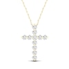 Thumbnail Image 0 of ​​​​​​​14K Gold Plated 1/8 CT. T.W. Lab-Created Diamond Small Cross Pendant - 16" + 2"