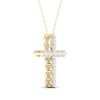 Thumbnail Image 2 of ​​​​​​​14K Gold Plated 1/8 CT. T.W. Lab-Created Diamond Small Cross Pendant - 16&quot; + 2&quot;