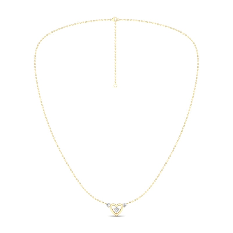 Main Image 1 of 14K Gold Plated 1/6 CT. T.W. Lab-Created Diamond Three Stone Heart Pendant Necklace - 18&quot;