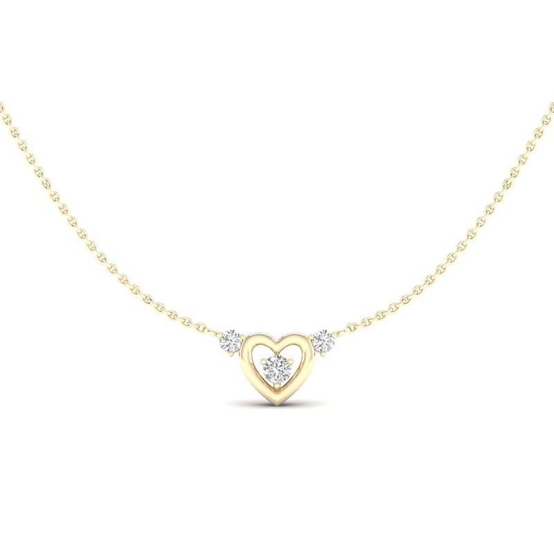 Main Image 2 of 14K Gold Plated 1/6 CT. T.W. Lab-Created Diamond Three Stone Heart Pendant Necklace - 18&quot;