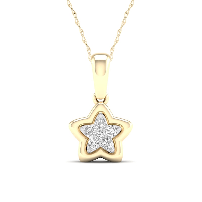 ​​​​​​​14K Gold Plated 1/15 CT. T.W. Lab-Created Diamond Star Pendant - 16" + 2"