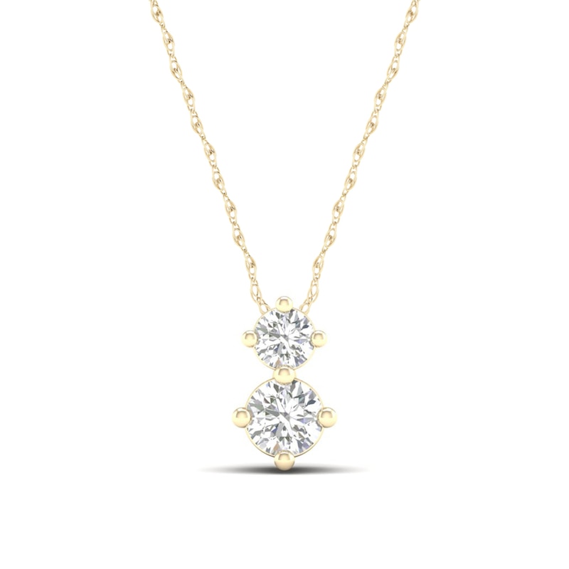 Main Image 1 of 10K Solid Gold 1/6 CT. T.W. Lab-Created Diamond Two Stone Pendant - 18&quot;