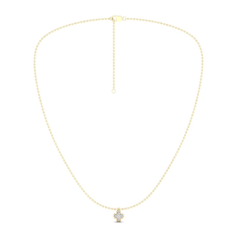 Main Image 1 of ​​​​​​​​​​​​​​14K Gold Plated 1/15 CT. T.W. Lab-Created Diamond Clover Pendant - 16&quot; + 2&quot;