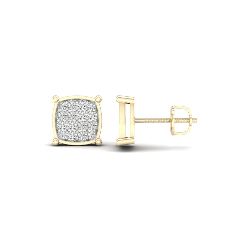 14K Gold Plated 1/2 CT. T. Lab-Created Diamond Square Center Studs