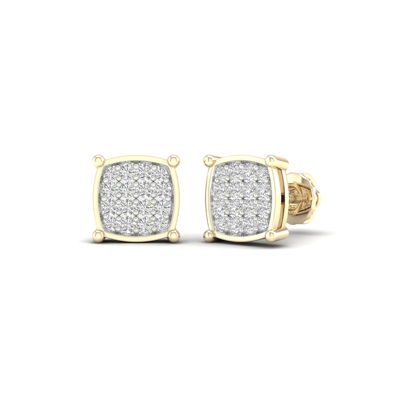 14K Gold Plated 1/2 CT. T. Lab-Created Diamond Square Center Studs