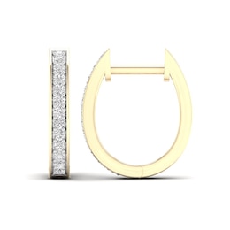 14K Gold Plated 1/6 CT. T.W. Lab-Created Diamond Single Row Huggie Hoops