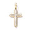 Thumbnail Image 1 of 10K Solid Gold 1/2 CT. TW. Lab-Created Diamond Small Framed Cross Necklace Charm