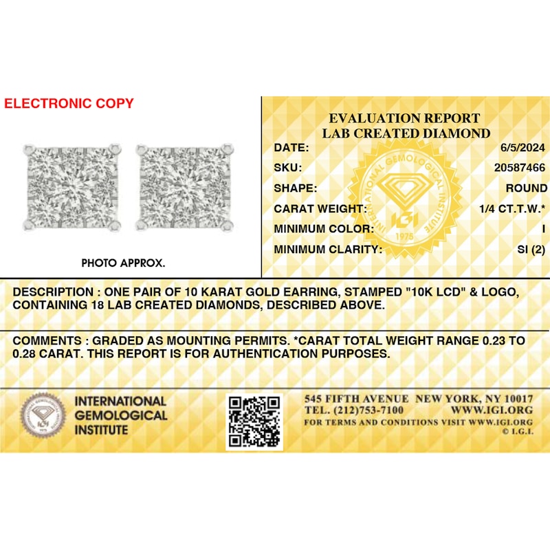 Main Image 3 of 10K Solid Gold 1/4 CT. T.W. Lab-Created Diamond Square Cluster Studs