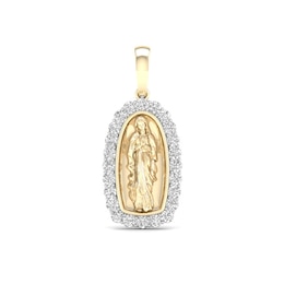 10K Solid Gold 5/8 CT. T.W. Lab-Created Diamond Our Lady of Guadalupe Necklace Charm