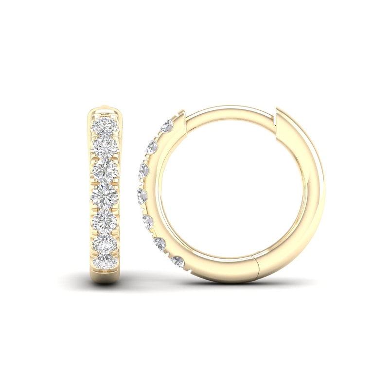 Main Image 1 of 10K Solid Gold 1/4 CT. T.W. Lab-Created Diamond Single Row Huggie Hoops