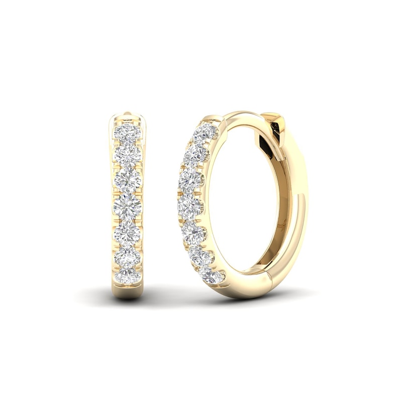 Main Image 2 of 10K Solid Gold 1/4 CT. T.W. Lab-Created Diamond Single Row Huggie Hoops