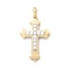 Thumbnail Image 0 of 10K Solid Gold 1/4 CT. TW. Lab-Created Diamond Flared Edge Cross Necklace Charm