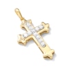 Thumbnail Image 2 of 10K Solid Gold 1/4 CT. TW. Lab-Created Diamond Flared Edge Cross Necklace Charm