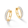 Thumbnail Image 1 of 14K Gold Plated 3/8 CT. T.W. Lab-Created Diamond Single Row Huggie Hoops