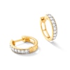 Thumbnail Image 2 of 14K Gold Plated 3/8 CT. T.W. Lab-Created Diamond Single Row Huggie Hoops