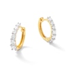 Thumbnail Image 1 of 14K Gold Plated 5/8 CT. T.W. Lab-Created Diamond Graduated Huggie Hoops