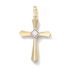 Thumbnail Image 0 of 10K Solid Gold 1/10 CT. TW. Lab-Created Diamond Center Stone Cross Necklace Charm