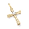 Thumbnail Image 1 of 10K Solid Gold 1/10 CT. TW. Lab-Created Diamond Center Stone Cross Necklace Charm