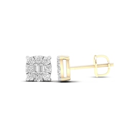 14K Gold Plated 1/4 CT. T. Lab-Created Diamond Baguette Center Studs