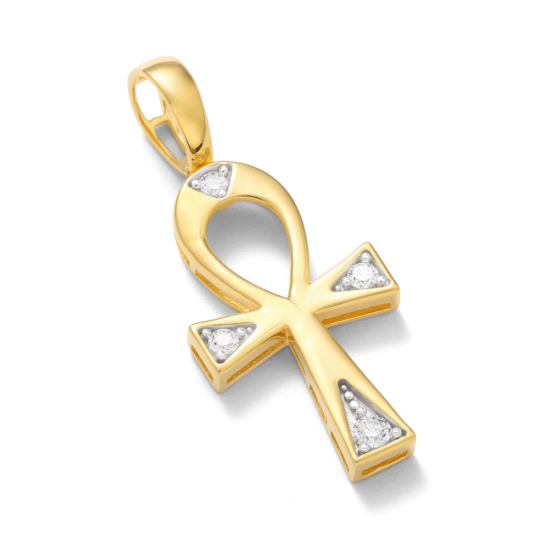 14K Gold Plated 1/4 CT. T.W. Lab-Created Diamond Ankh Necklace Charm