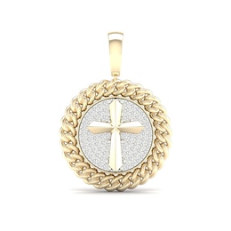 ​​​​​​​14K Gold Plated 1/2 CT. TW. Lab-Created Diamond Cross Medallion Necklace Charm