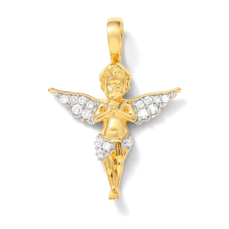 14K Gold Plated 1/2 CT. T.W. Lab-Created Diamond Angel Baby Necklace Charm