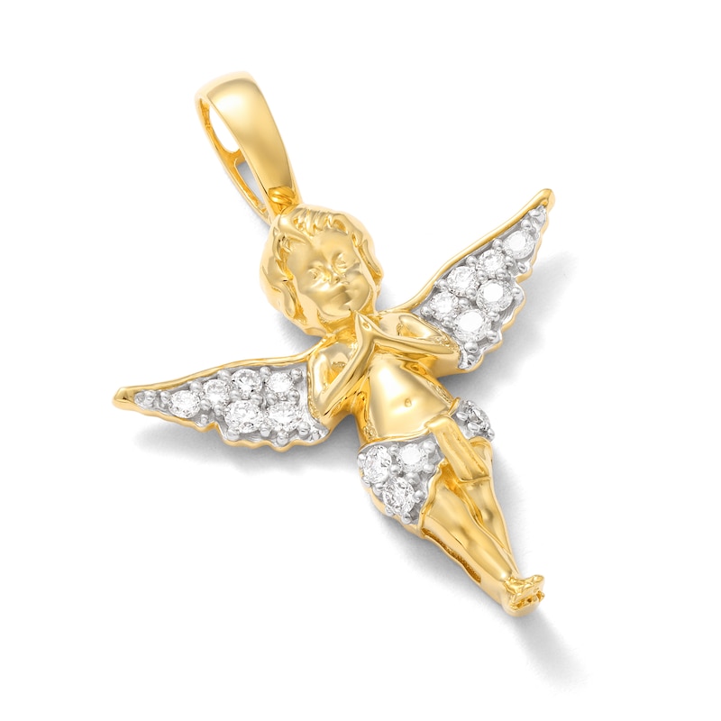 14K Gold Plated 1/2 CT. T.W. Lab-Created Diamond Angel Baby Necklace Charm