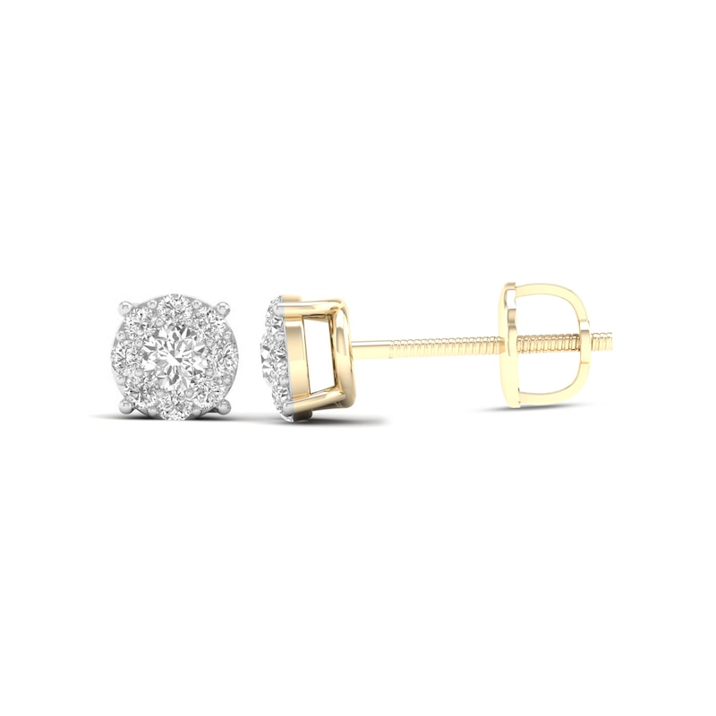 10K Solid Gold 1/4 CT. T.W. Lab-Created Diamond Round Cluster Studs