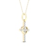 Thumbnail Image 1 of 10K Solid Gold 1/15 CT. T.W. Lab-Created Diamond Small Cross Heart Pendant - 18"