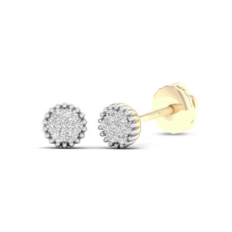 10K Solid Gold 1/10 CT. T.W. Lab-Created Diamond Beaded Frame Studs