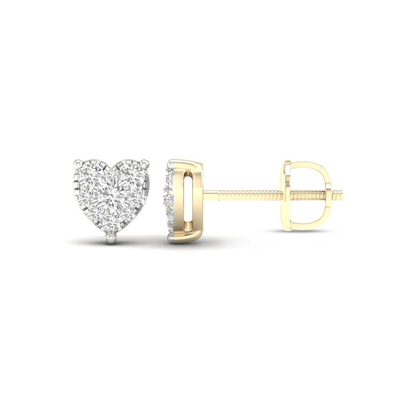 10K Solid Gold 1/3 CT. T.W. Lab-Created Diamond Heart Studs