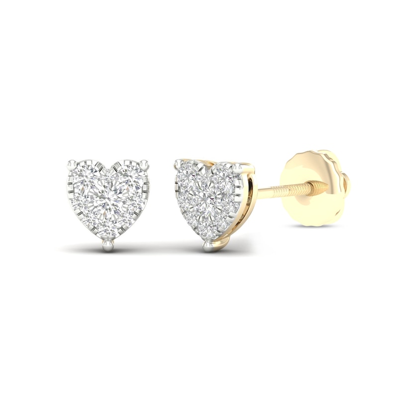 10K Solid Gold 1/3 CT. T.W. Lab-Created Diamond Heart Studs