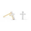 Thumbnail Image 1 of 14K Gold Plated 1/5 CT. T.W. Lab-Created Diamond Small Cross Studs