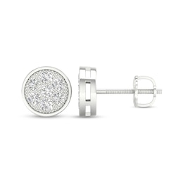 Sterling Silver 1/2 CT. T.W. Lab-Created Diamond Round Framed Studs