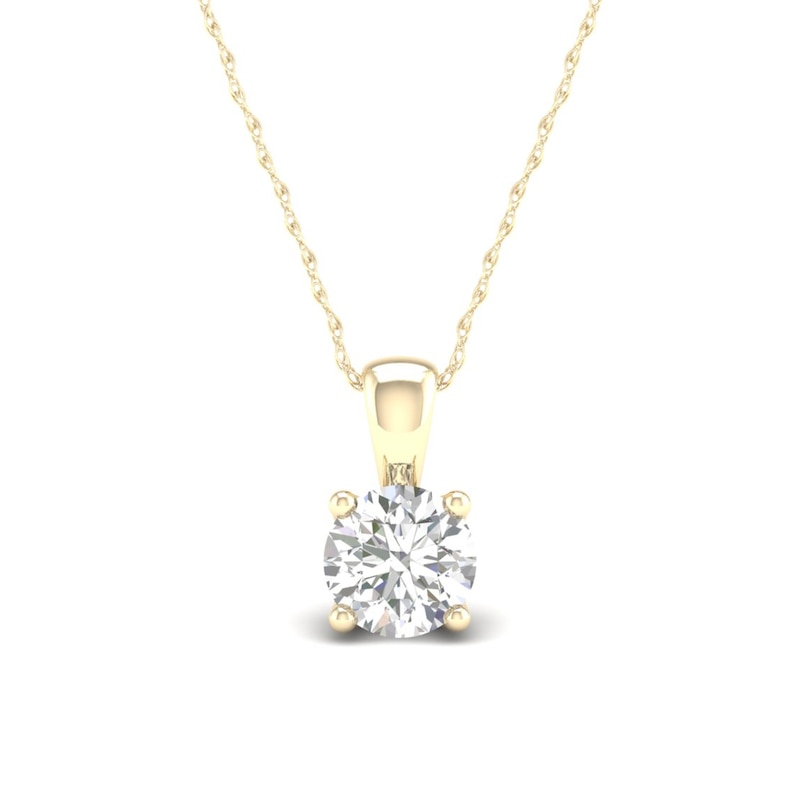 10K Solid Gold 1/3 CT. T.W. Lab-Created Diamond Solitaire Pendant - 16" + 2"