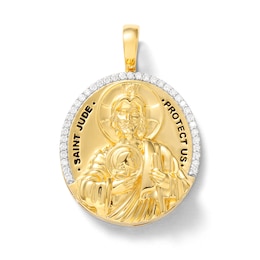 14K Gold Plated 1/2 CT. T.W. Lab-Created Diamond St. Jude Medallion Necklace Charm