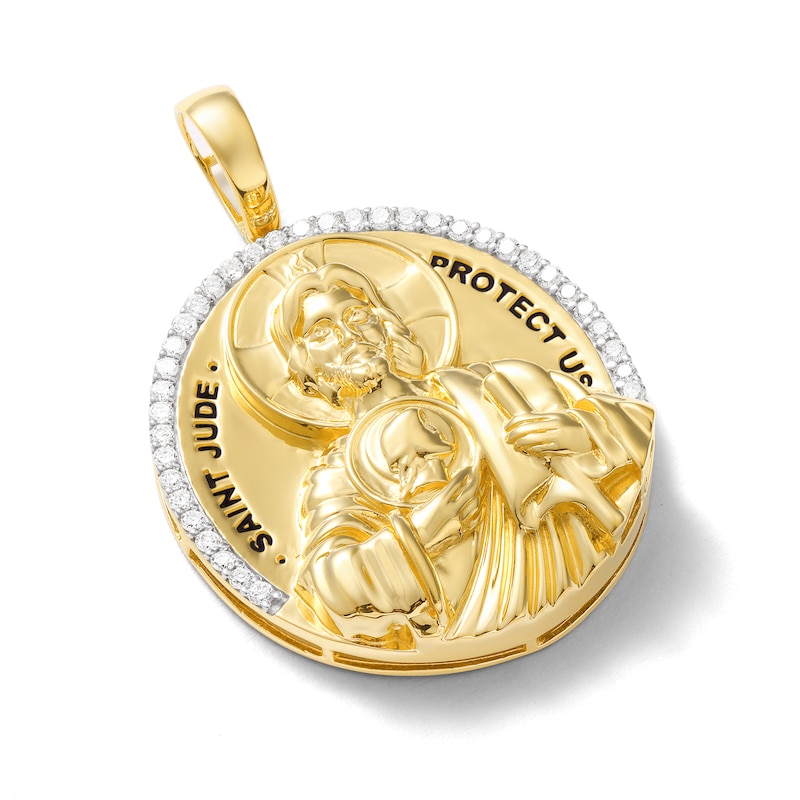 Main Image 2 of 14K Gold Plated 1/2 CT. T.W. Lab-Created Diamond St. Jude Medallion Necklace Charm