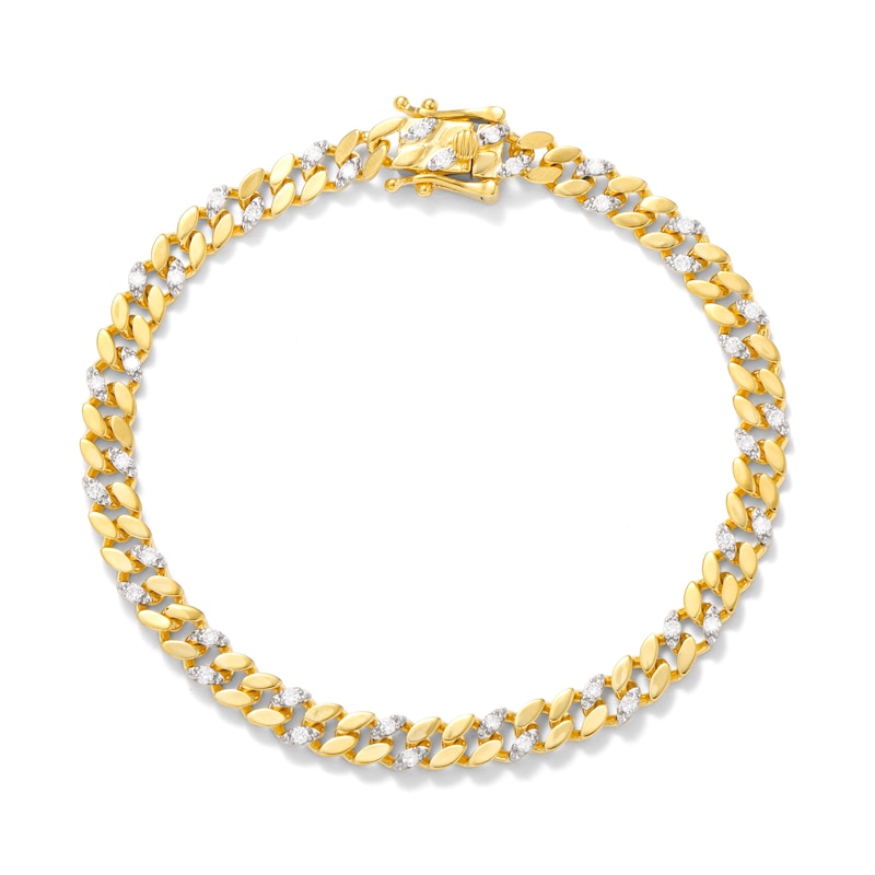 Main Image 1 of 14K Gold Plated 1 CT. TW. Lab-Created Diamond Curb Link Chain Bracelet - 8.5&quot;