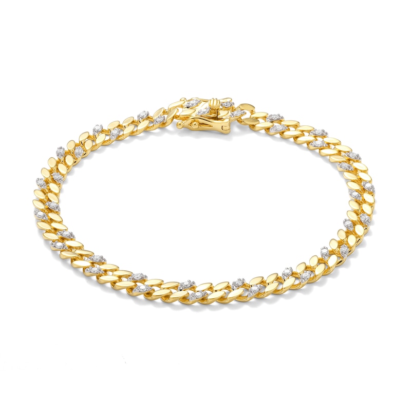 Main Image 2 of 14K Gold Plated 1 CT. TW. Lab-Created Diamond Curb Link Chain Bracelet - 8.5&quot;