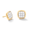 Thumbnail Image 1 of 14K Gold Plated 5/8 CT. TW. Lab-Created Diamond Square 9 Stone Studs