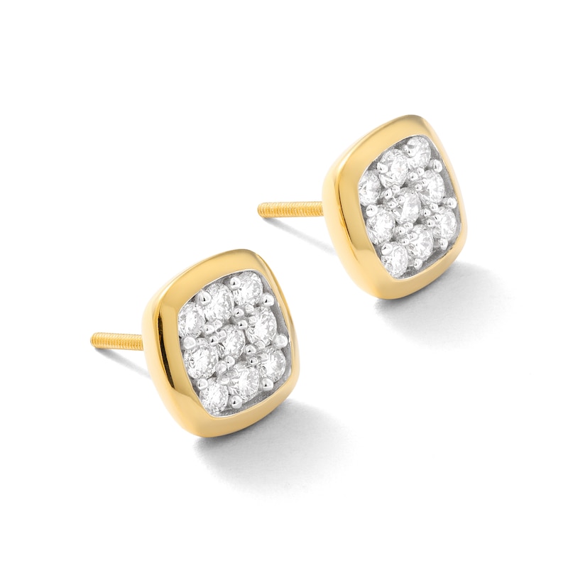 Main Image 2 of 14K Gold Plated 5/8 CT. TW. Lab-Created Diamond Square 9 Stone Studs