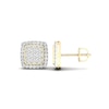 Thumbnail Image 1 of 14K Gold Plated 3/4 CT. T. Lab-Created Diamond Square Halo Studs